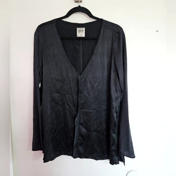 GO BY GO SILK ICONIC top  BLACK silk SIZE L - Picture 3 of 6